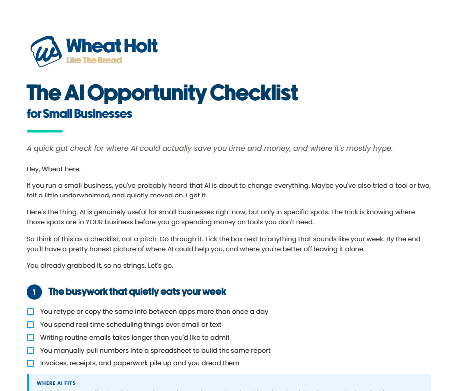 Preview of the AI Opportunity Checklist for Small Businesses